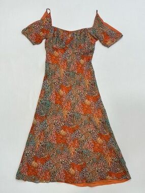 Vintage Y2K Catherine Malandrino Silk Sun Dress Sz 2 Boho Midi Length Summer